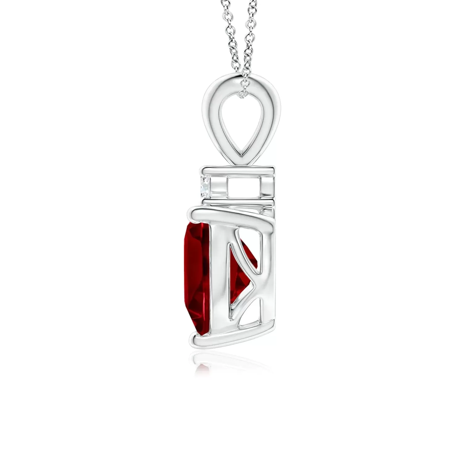 1 CT. Heart-Shaped Garnet V-Bale Pendant with Diamond