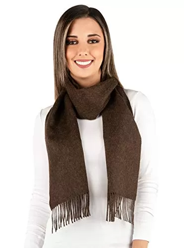 100% Pure Baby Alpaca Wool Scarf, Solid Natural Dye-free Colors (Dark Brown Heather)