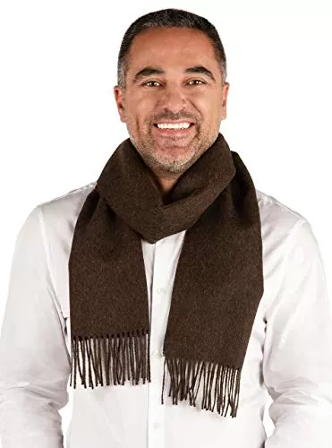 100% Pure Baby Alpaca Wool Scarf, Solid Natural Dye-free Colors (Dark Brown Heather)