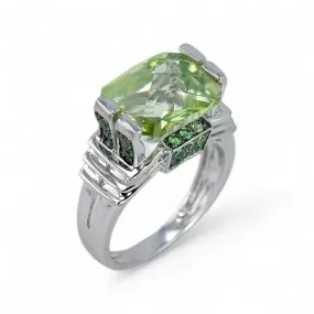 10K White gold solid green peridot and Tsavorite ring-279940