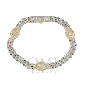 14K GOLD CUBAN EVIL EYES BRACELET 3.40 CT DIAMONDS