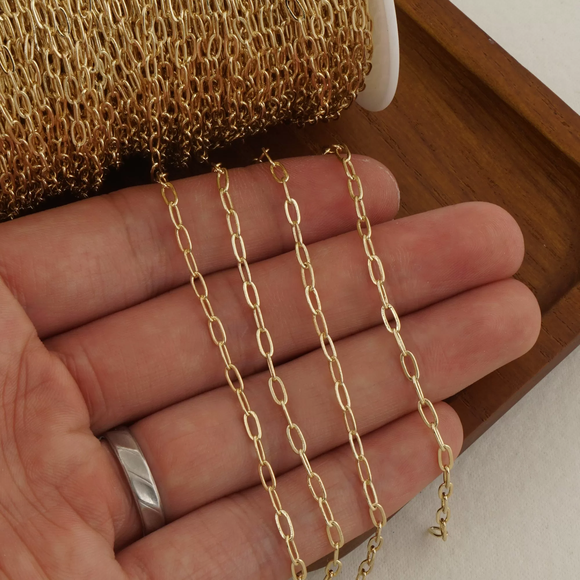 14k Gold Filled Paper Clip Chain - Unfinished, Perfect for Bracelets & Necklaces - Link Chain for Jewelry Making 104047