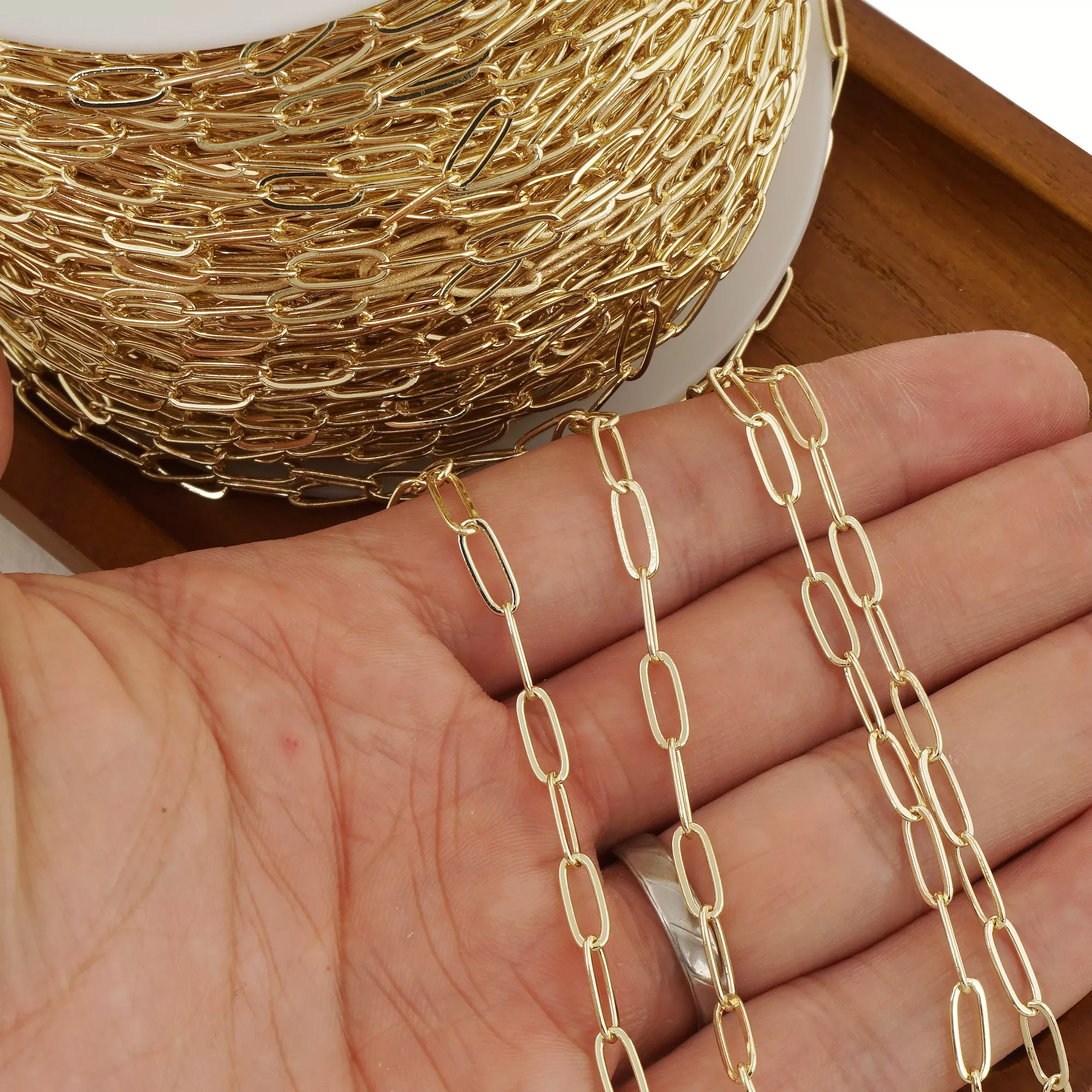 14k Gold Filled Paper Clip Chain - Unfinished, Perfect for Bracelets & Necklaces - Link Chain for Jewelry Making 104047