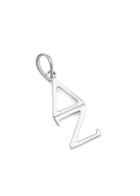 14k Solid White Gold Delta Zeta Lavaliere