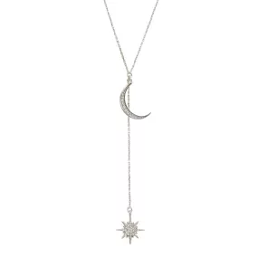 14K White Gold Sun and Moon Pendant