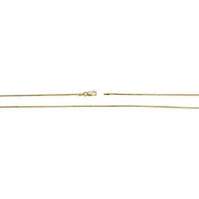 14K Yellow Gold Diamond Cut 1mm Wheat Chain with Lobster Claw Clasp