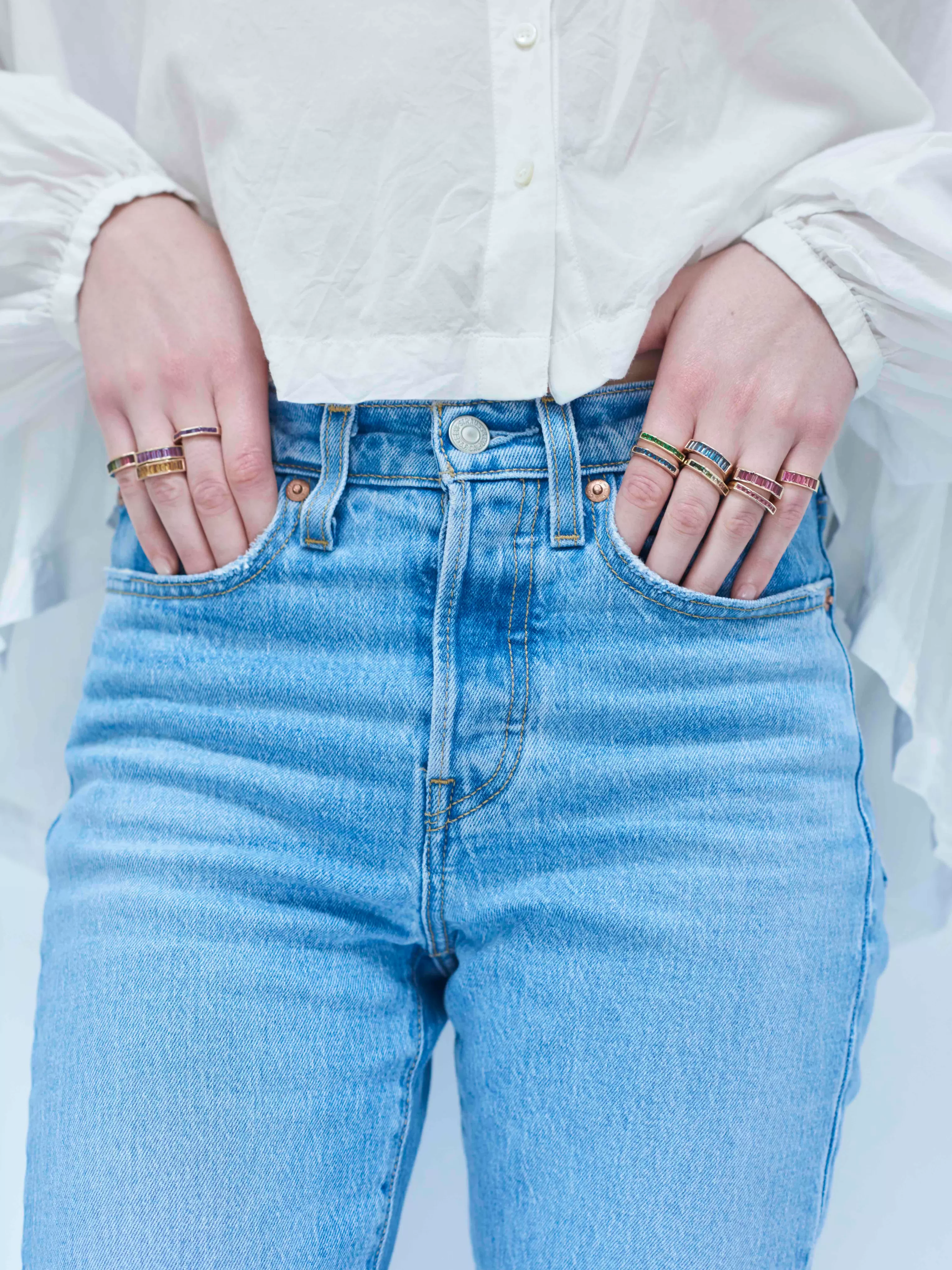 14K Yellow Gold with Baguette Amethysts Otto Ring