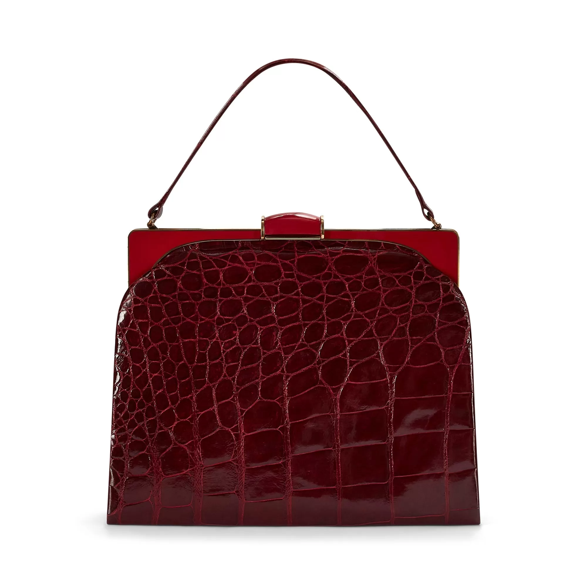 1960s Large Red Crocodile Leather Bag