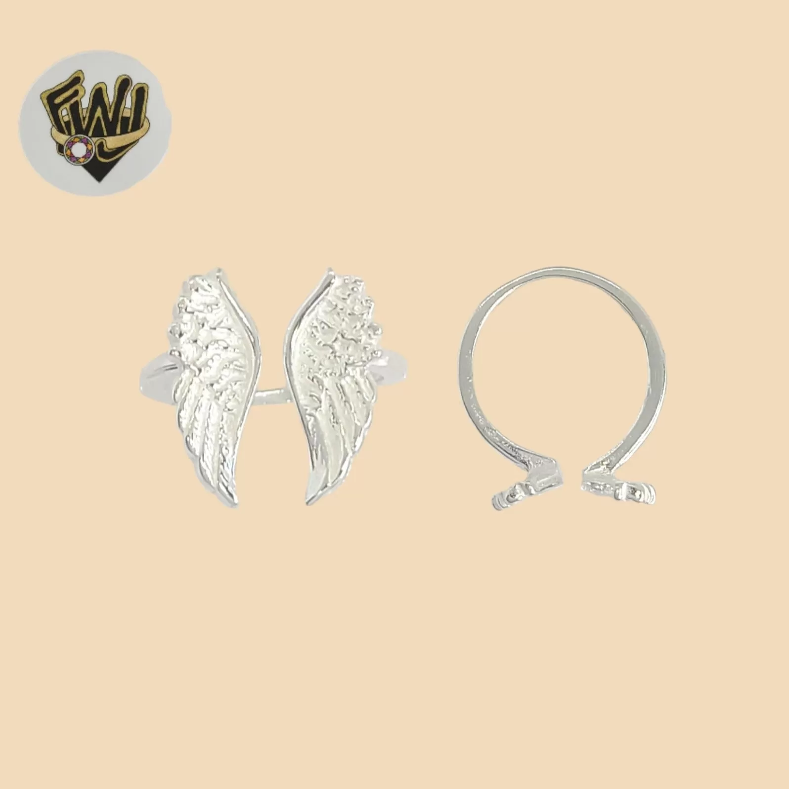 (2-5040-2) 925 Sterling Silver - Angel Wings Open Ring.