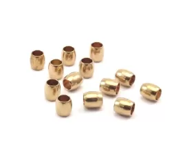 20 Raw Brass Oval Industrial Findings, Spacer Beads ( Hole size 4mm) (7x6.5mm)  D0200-1