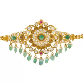 22K Yellow Gold Choker with CZ & Gemstones (40.3gm)