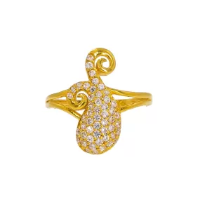 22K Yellow Gold Women's CZ Ring W/ Split Mango Accent