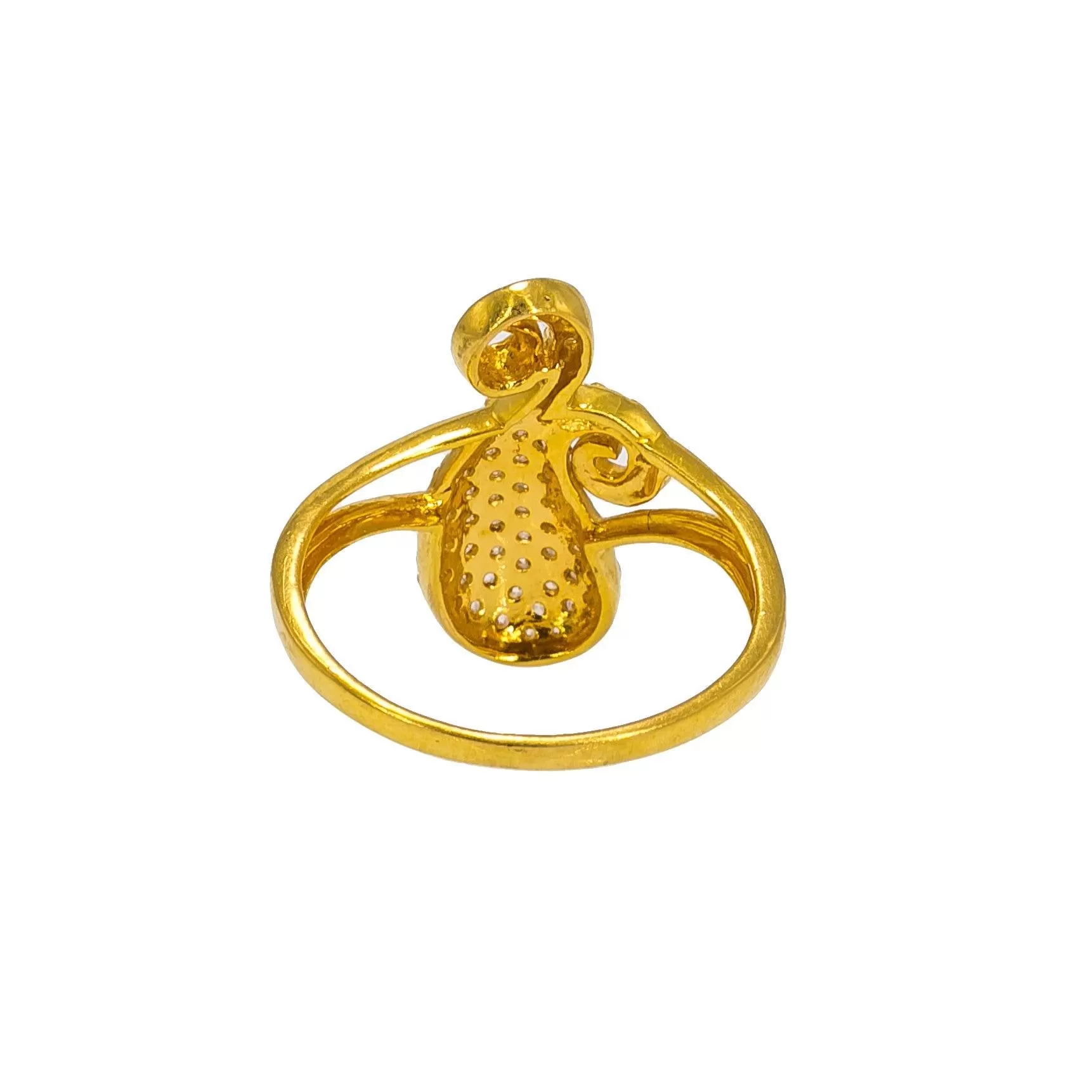 22K Yellow Gold Women's CZ Ring W/ Split Mango Accent