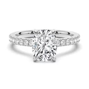 3 CT. Cushion-Cut Moissanite Engagement Ring With Hidden Halo