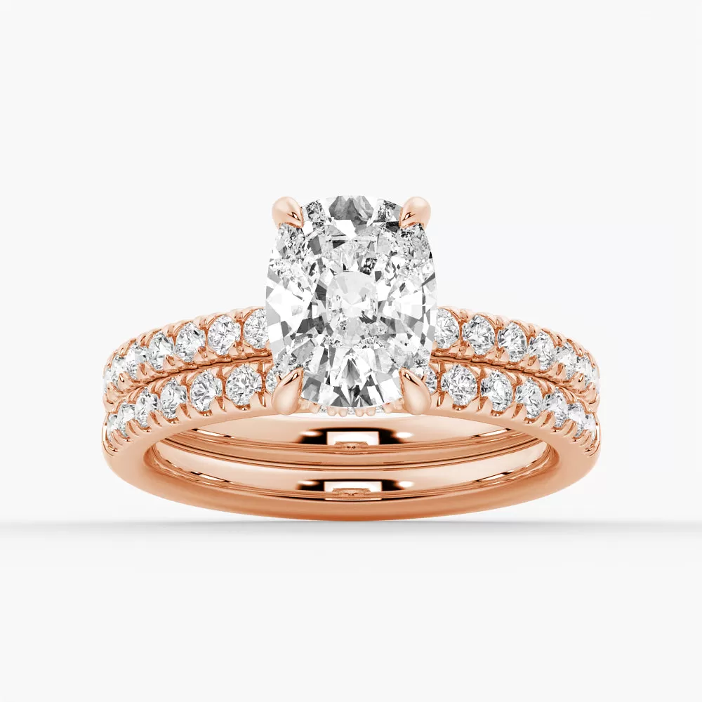 3 CT. Cushion-Cut Moissanite Engagement Ring With Hidden Halo