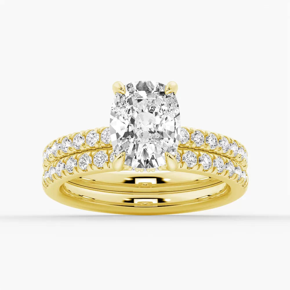 3 CT. Cushion-Cut Moissanite Engagement Ring With Hidden Halo