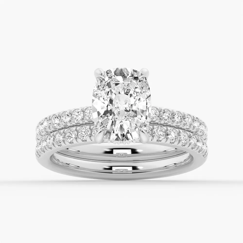 3 CT. Cushion-Cut Moissanite Engagement Ring With Hidden Halo