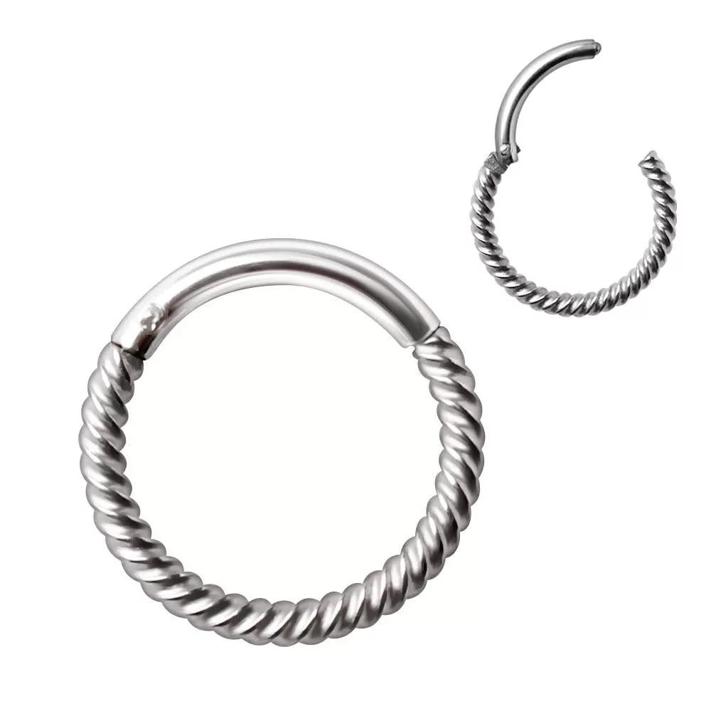 316L Stainless Steel Rope Design Seamless Clicker Ring