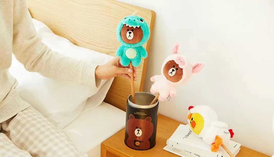 6p LINE Friends Jungle Brown Doll Massager Tools Chicken Sally Kids Toys