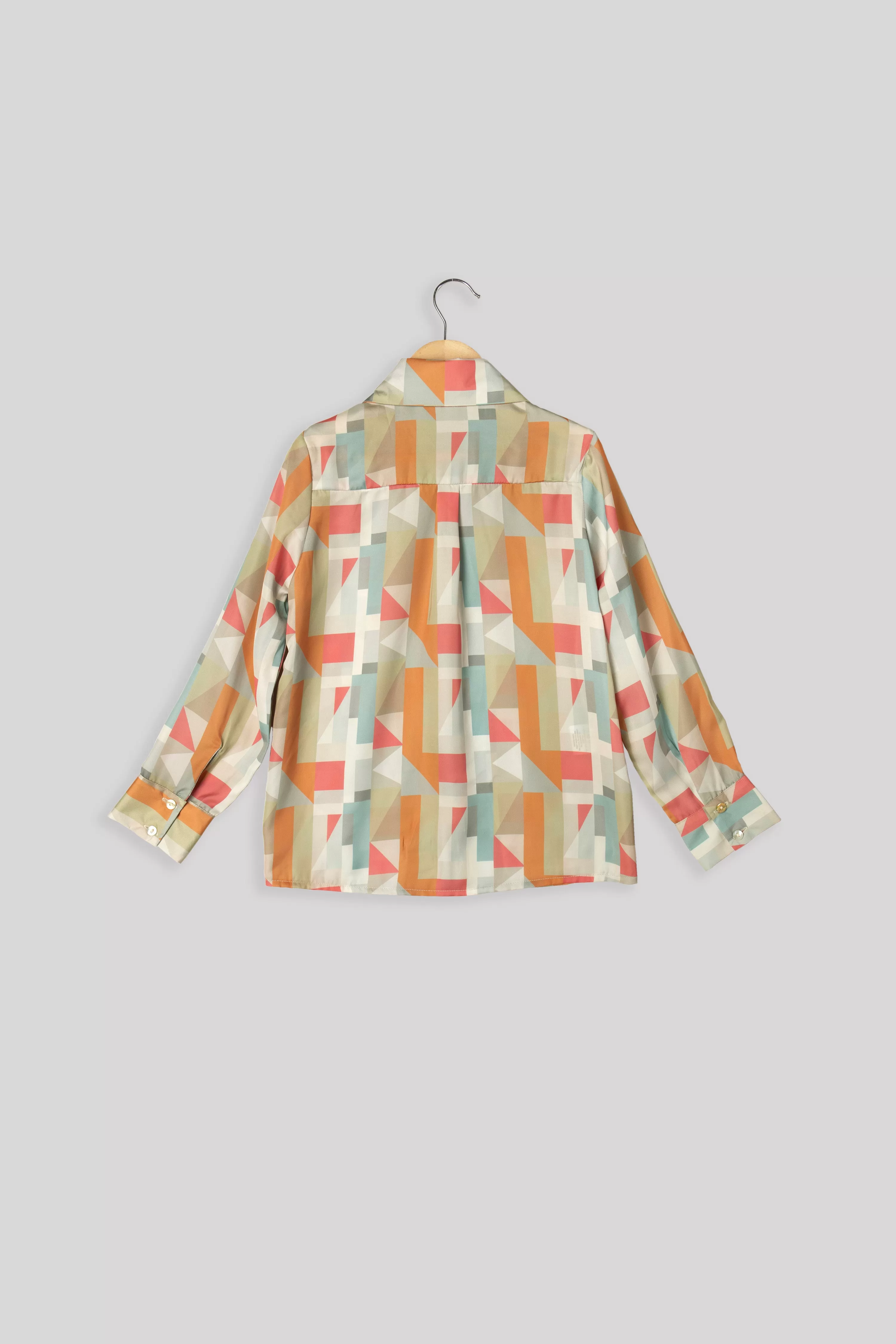 Abstract Spread Collar Shirt For Girls