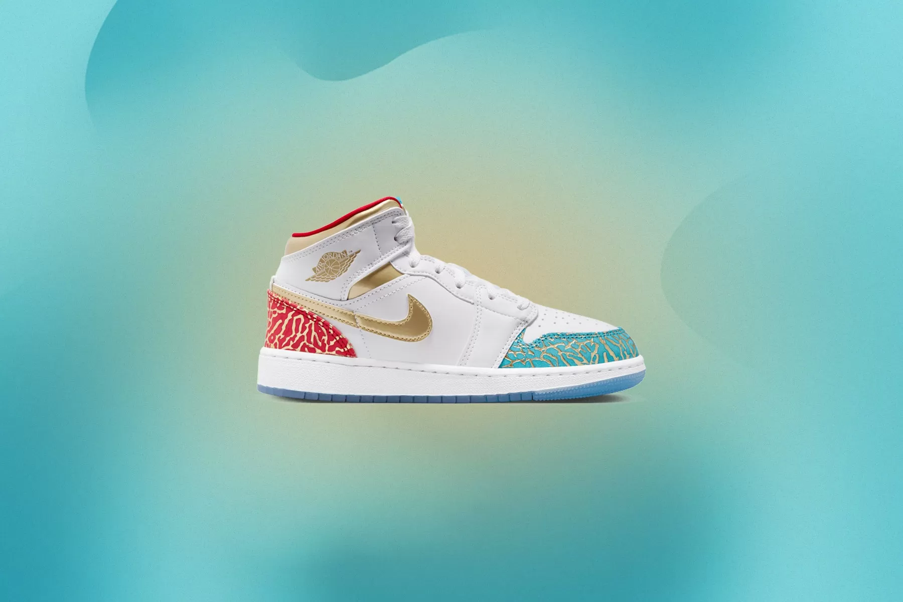 Air Jordan 1 Mid SE (GS) - White/Metallic Gold/University Red