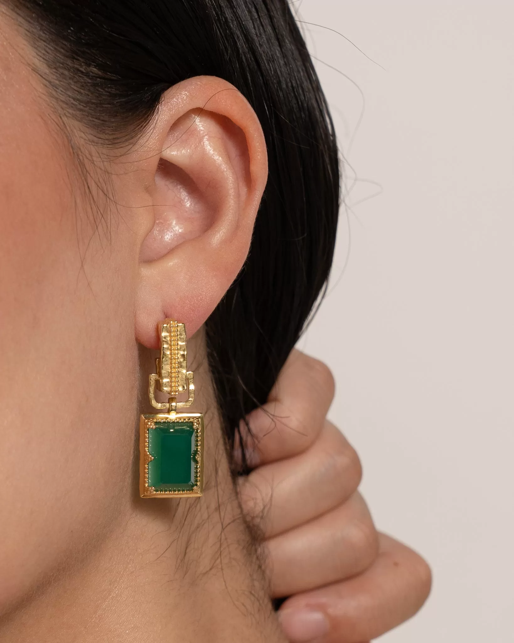 ALEXANDRA Earrings | Green Onyx