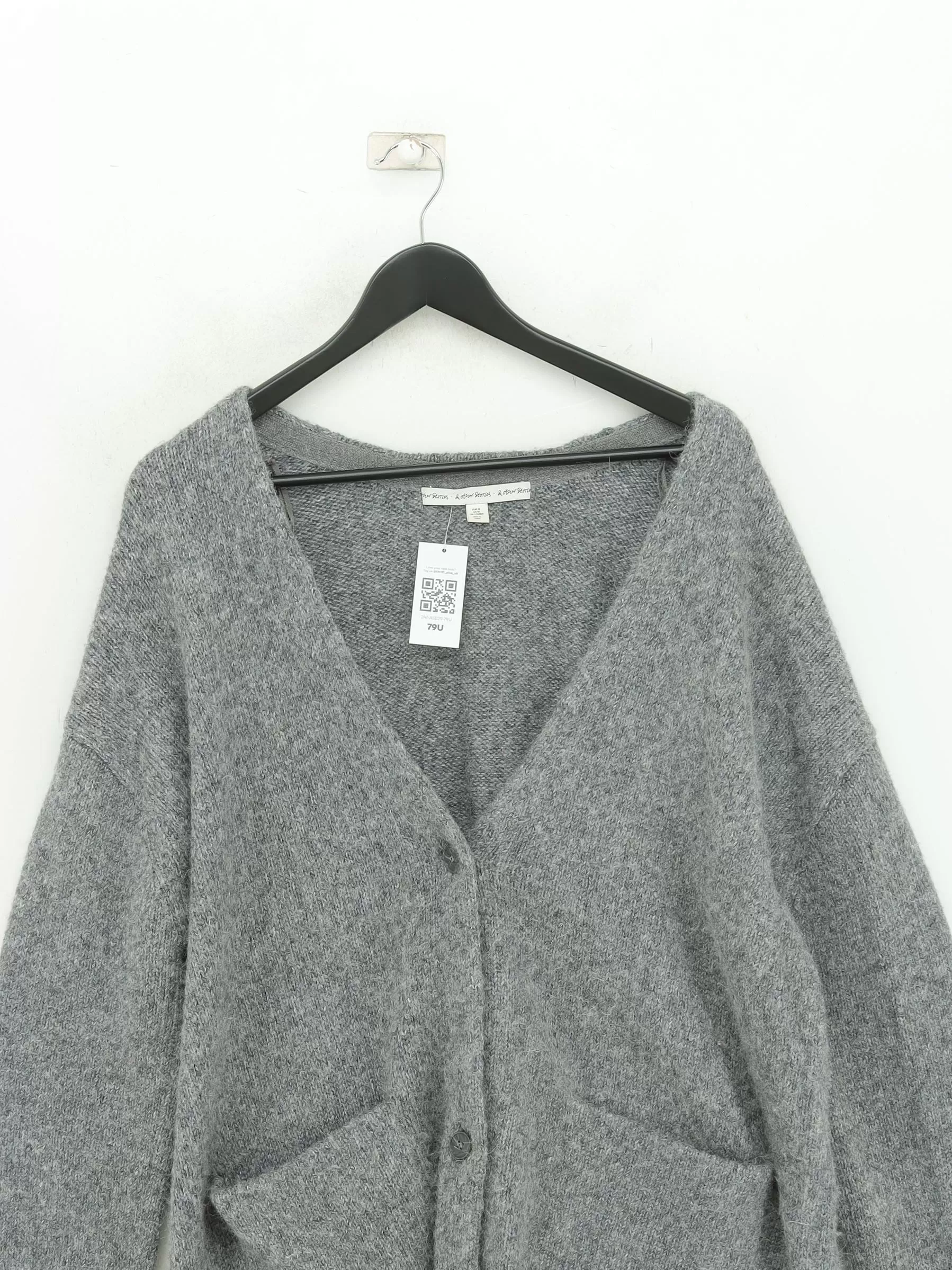 & Other Stories Women's Cardigan M Grey Wool with Other, Polyester