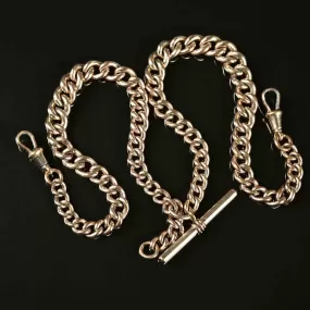 Antique Double Albert Pocket Watch Chain Necklace 17 in.