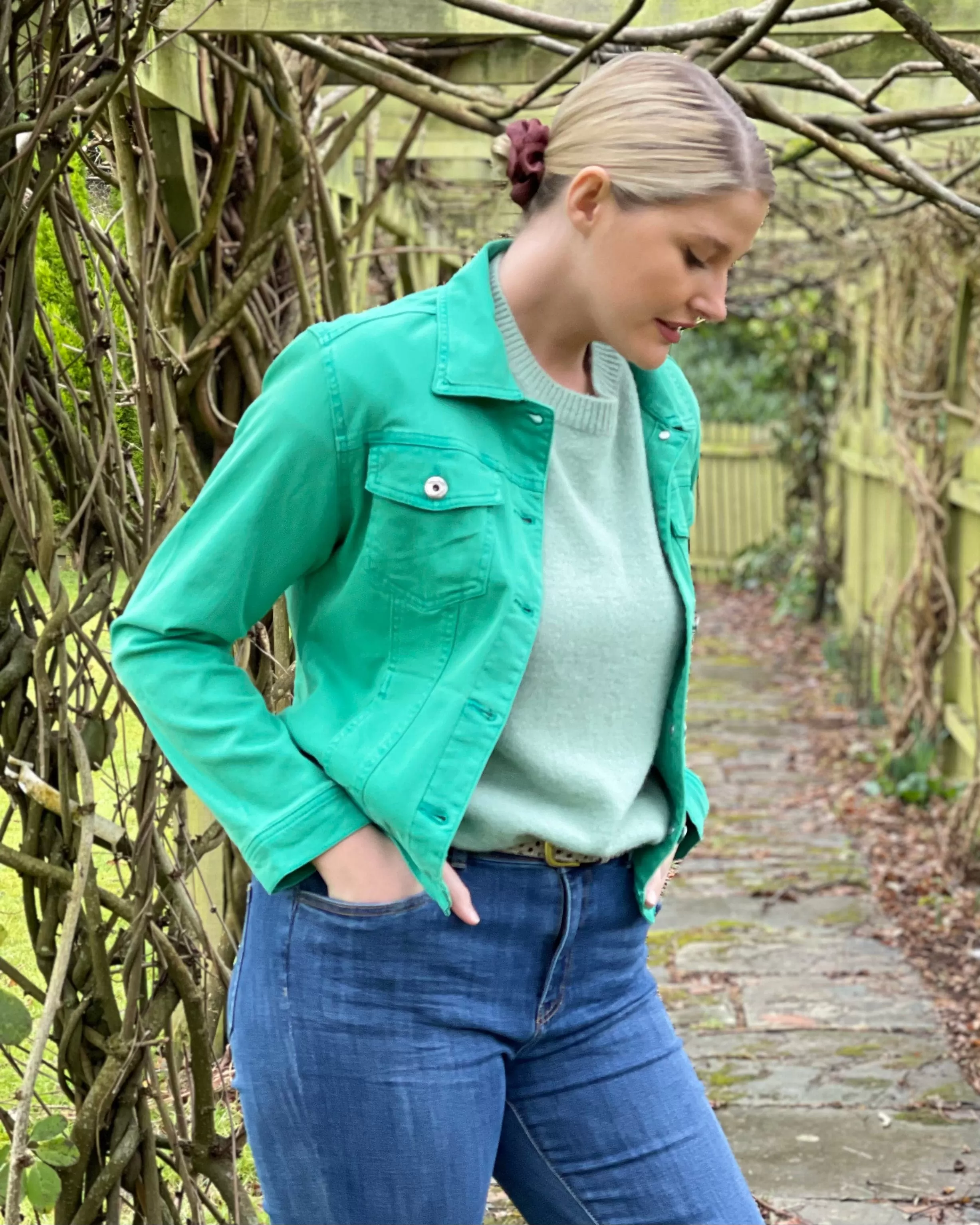 Apple Green Denim Jacket  - Sized