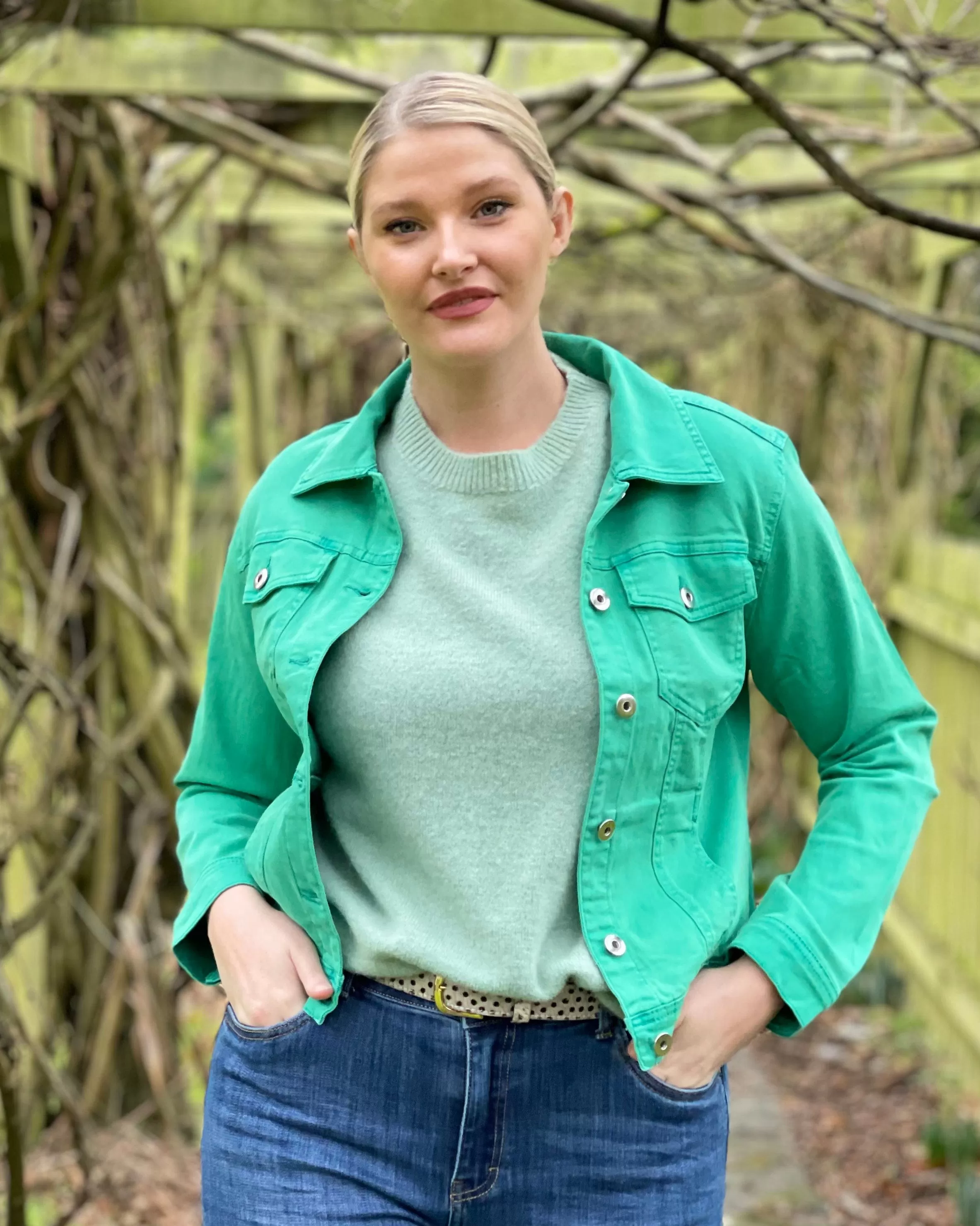 Apple Green Denim Jacket  - Sized