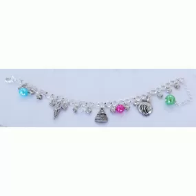 AVBeads Jewelry Charm Bracelet Chef Food Silver Chain Link Multicolor Glass JWL-CB-Chef1001