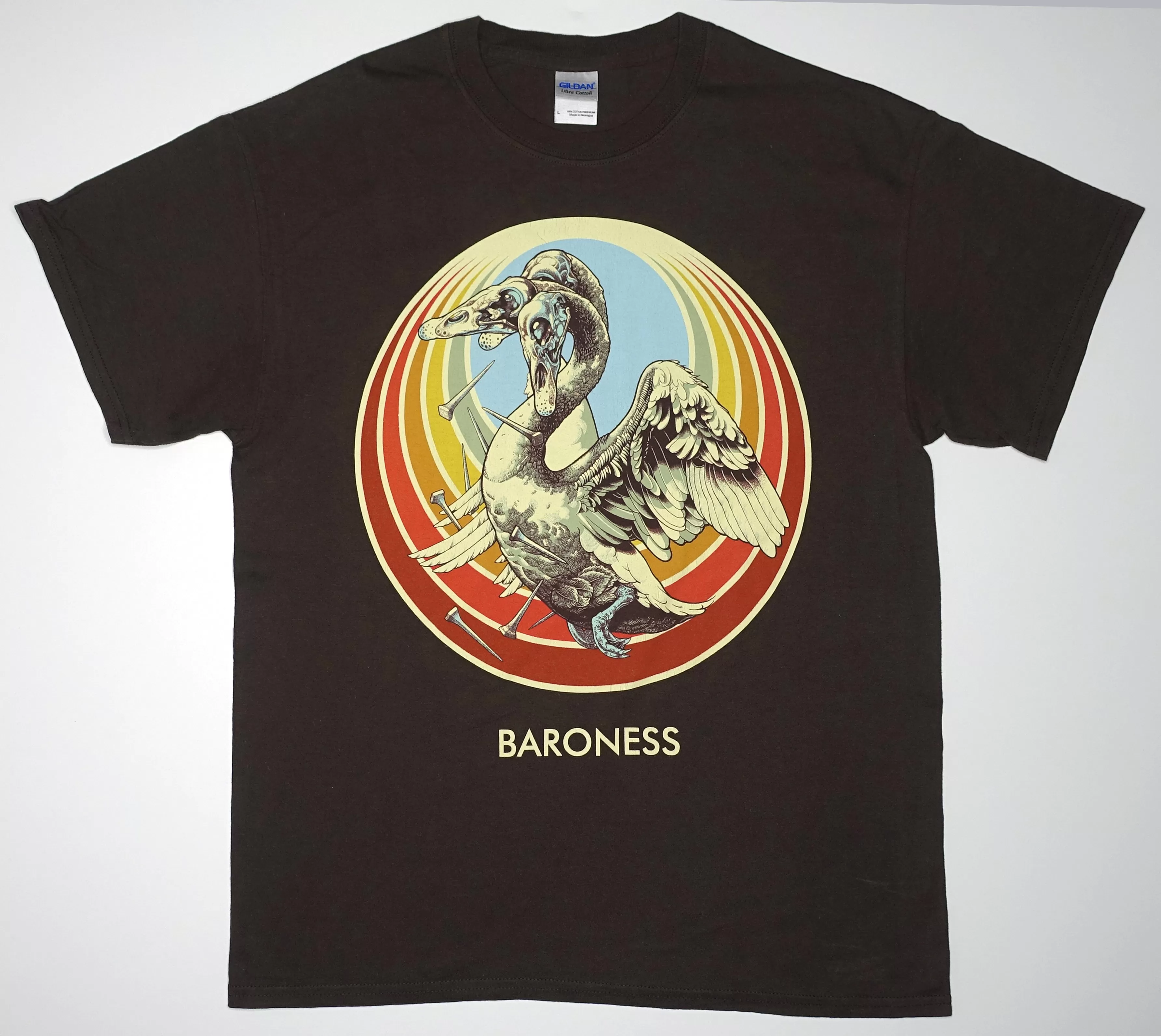 Baroness – 3 Headed Bird / Yellow & Green 2013 Summer Tour Shirt Size Large