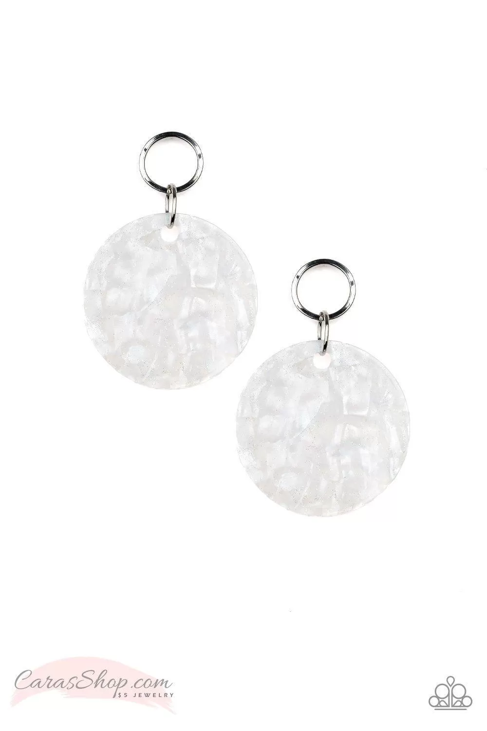 Beach Bliss White Acrylic Post Earrings - Paparazzi Accessories