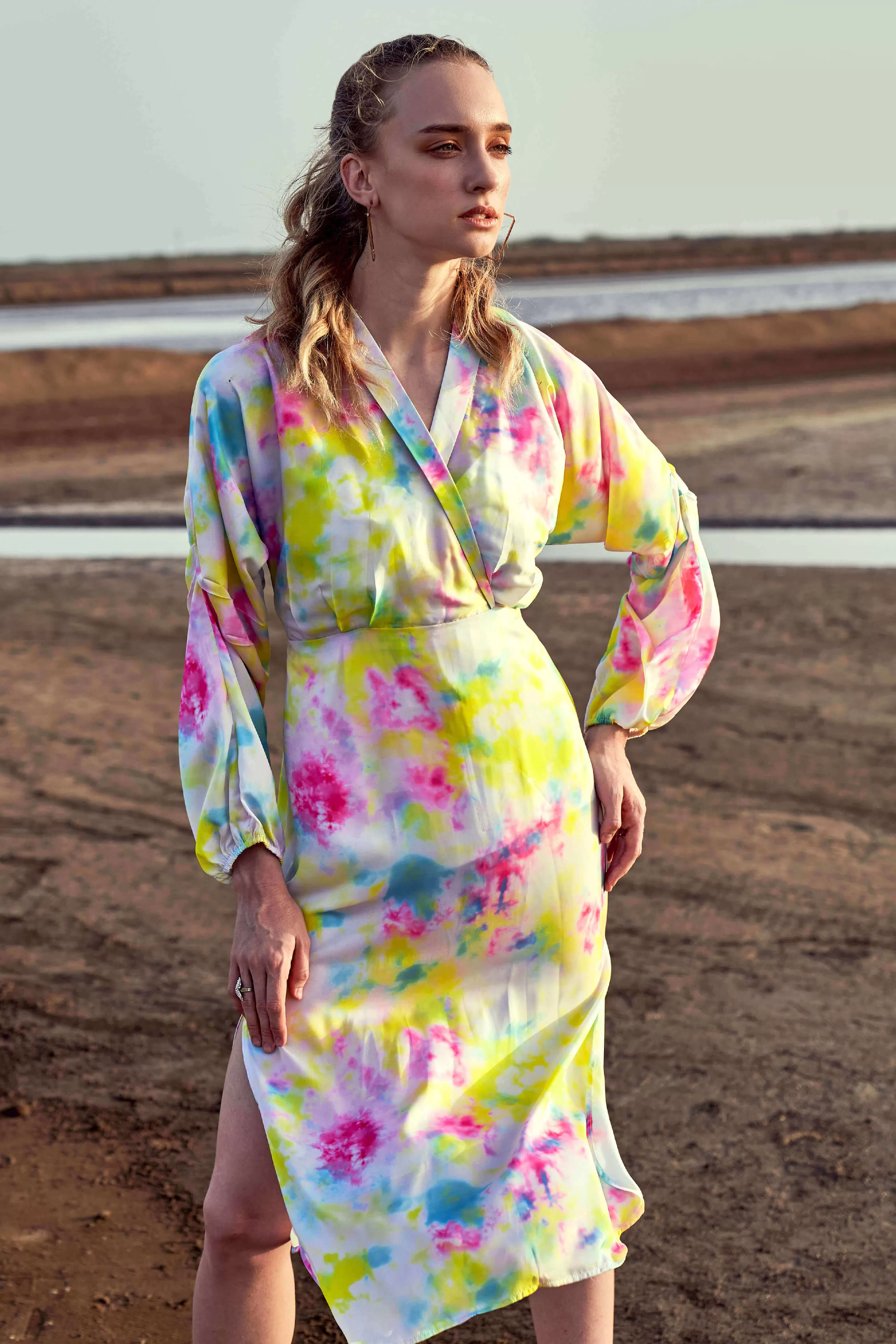 Beauteous Tie And Dye Kimono Dress