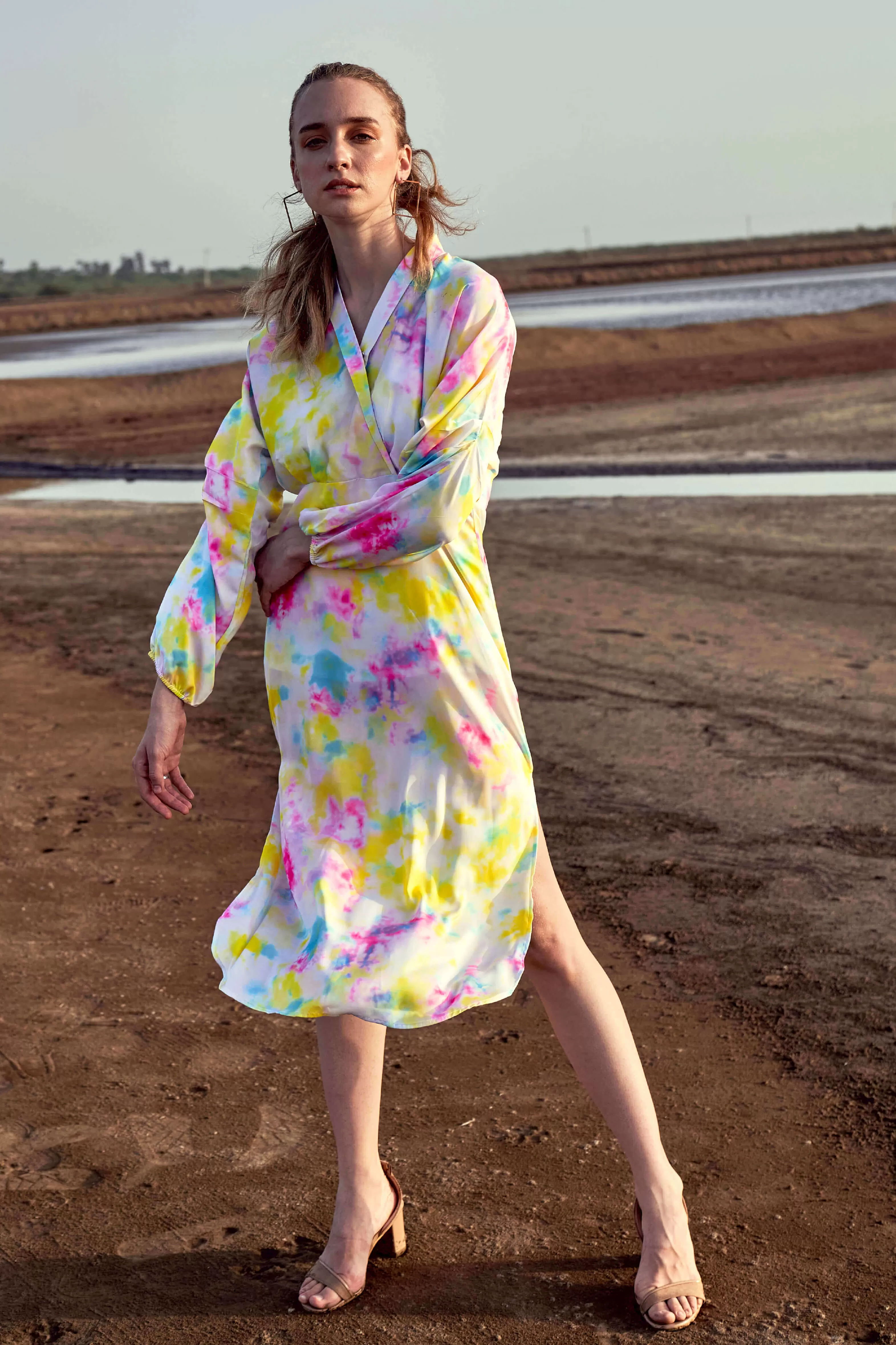 Beauteous Tie And Dye Kimono Dress