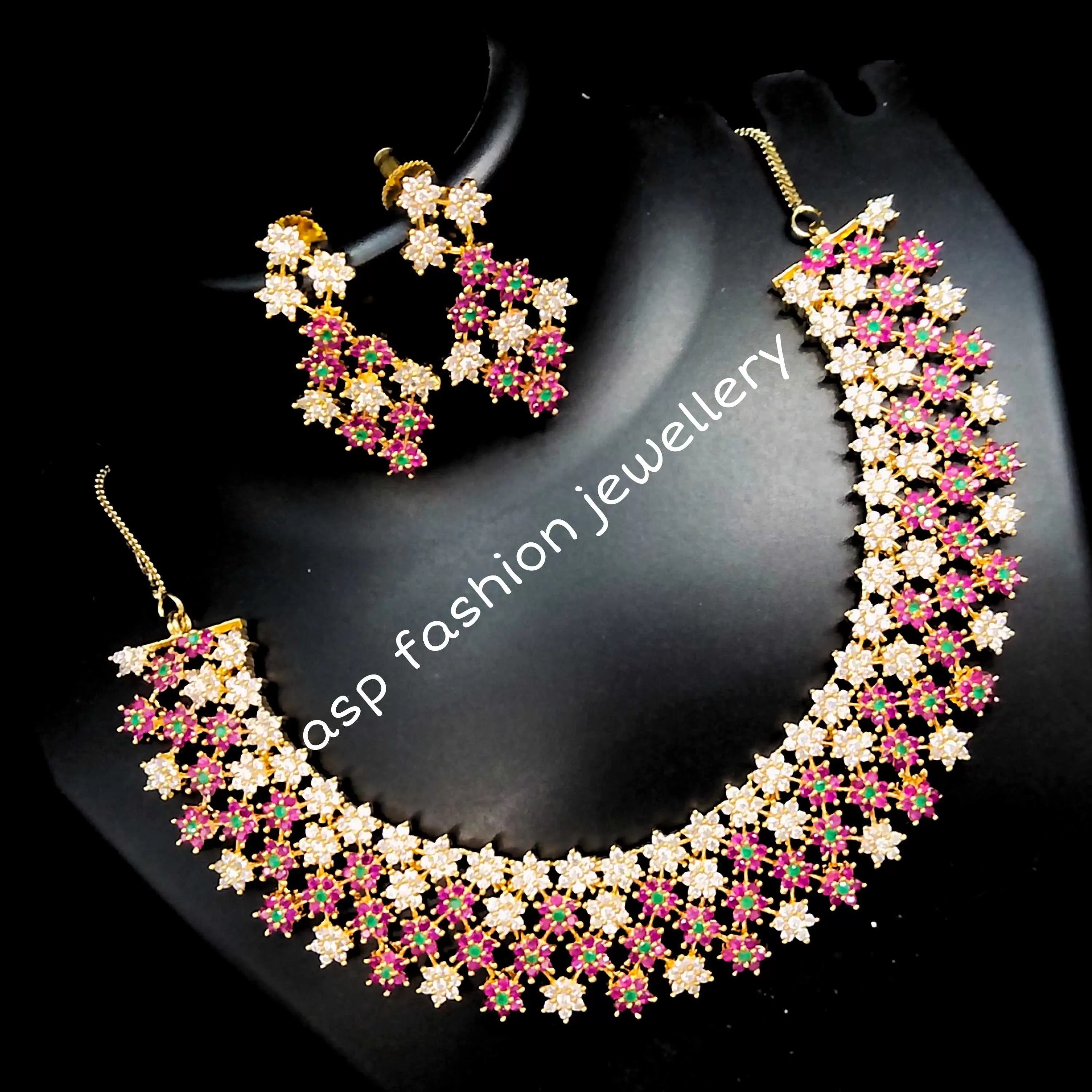 Beautifully Designed Most Trending Cz,Ruby Necklace Set By Asp Fashion Jewellery