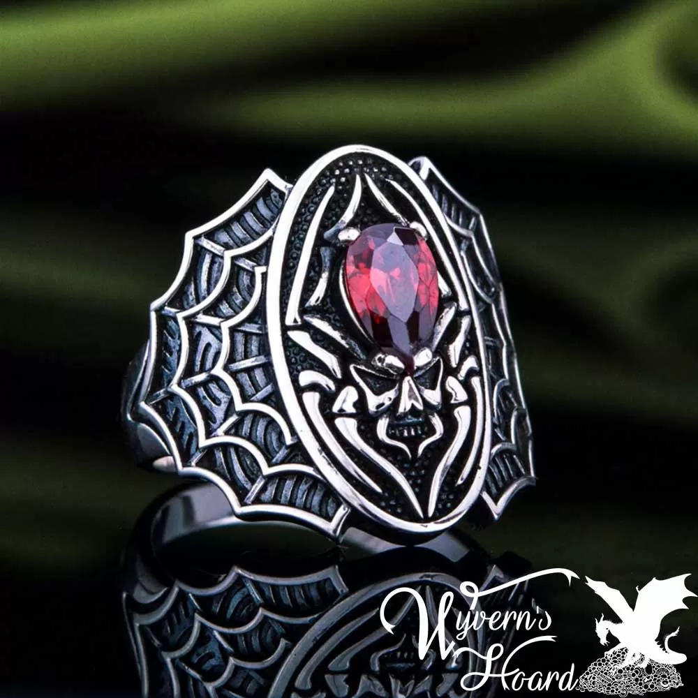 Bejeweled Black Widow Spider Ring