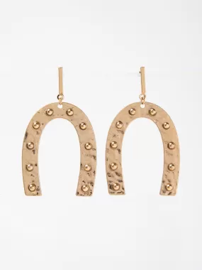 Belle Boho Hammered Studded Horseshoe Drop Earrings