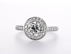 Bezel Halo Diamond Engagement Ring (1.27Ctw)