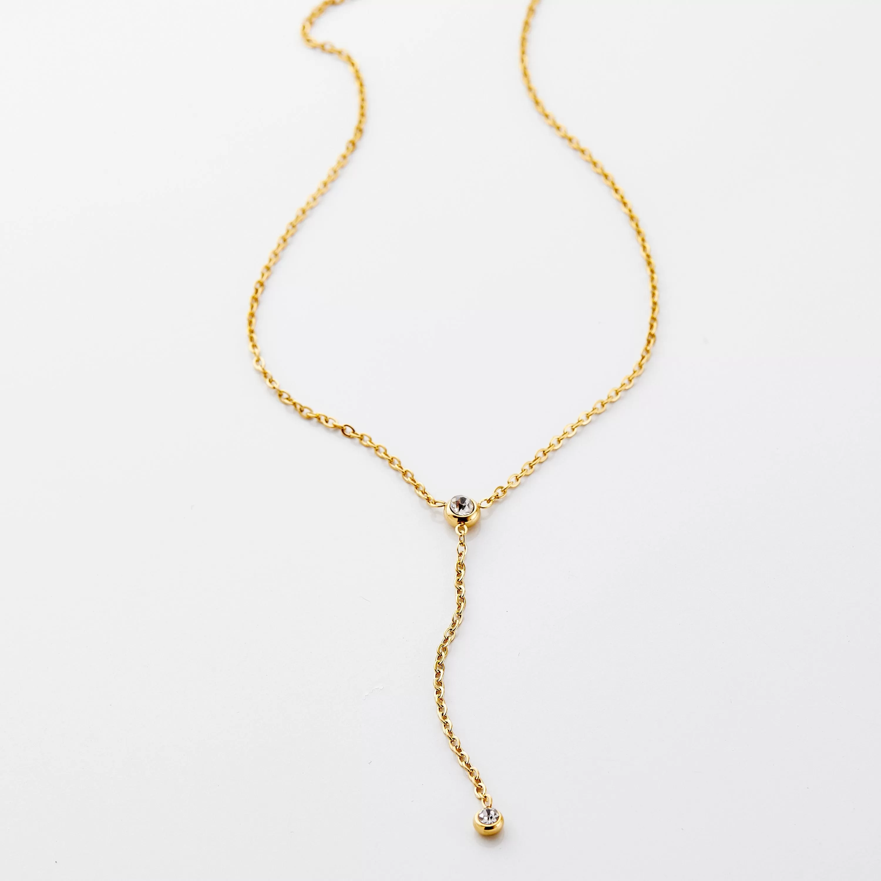 Bezel Lariat Necklace