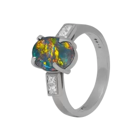 Black Opal, Diamond & Platinum Ring