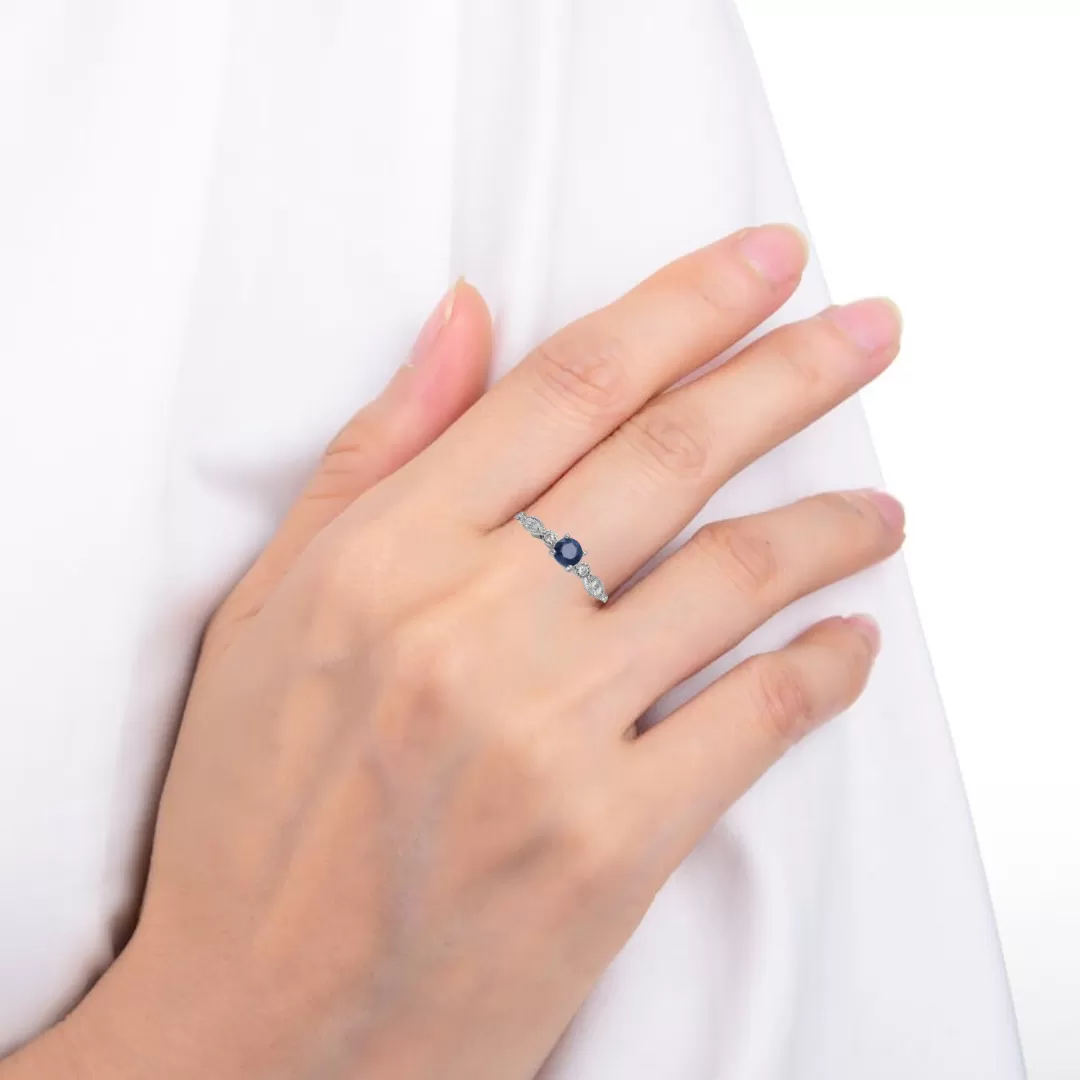 Blue Sapphire Round Solitaire Ring