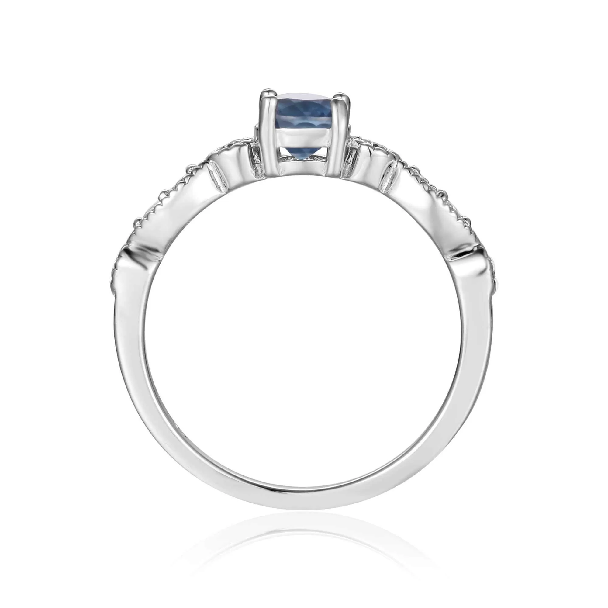 Blue Sapphire Round Solitaire Ring