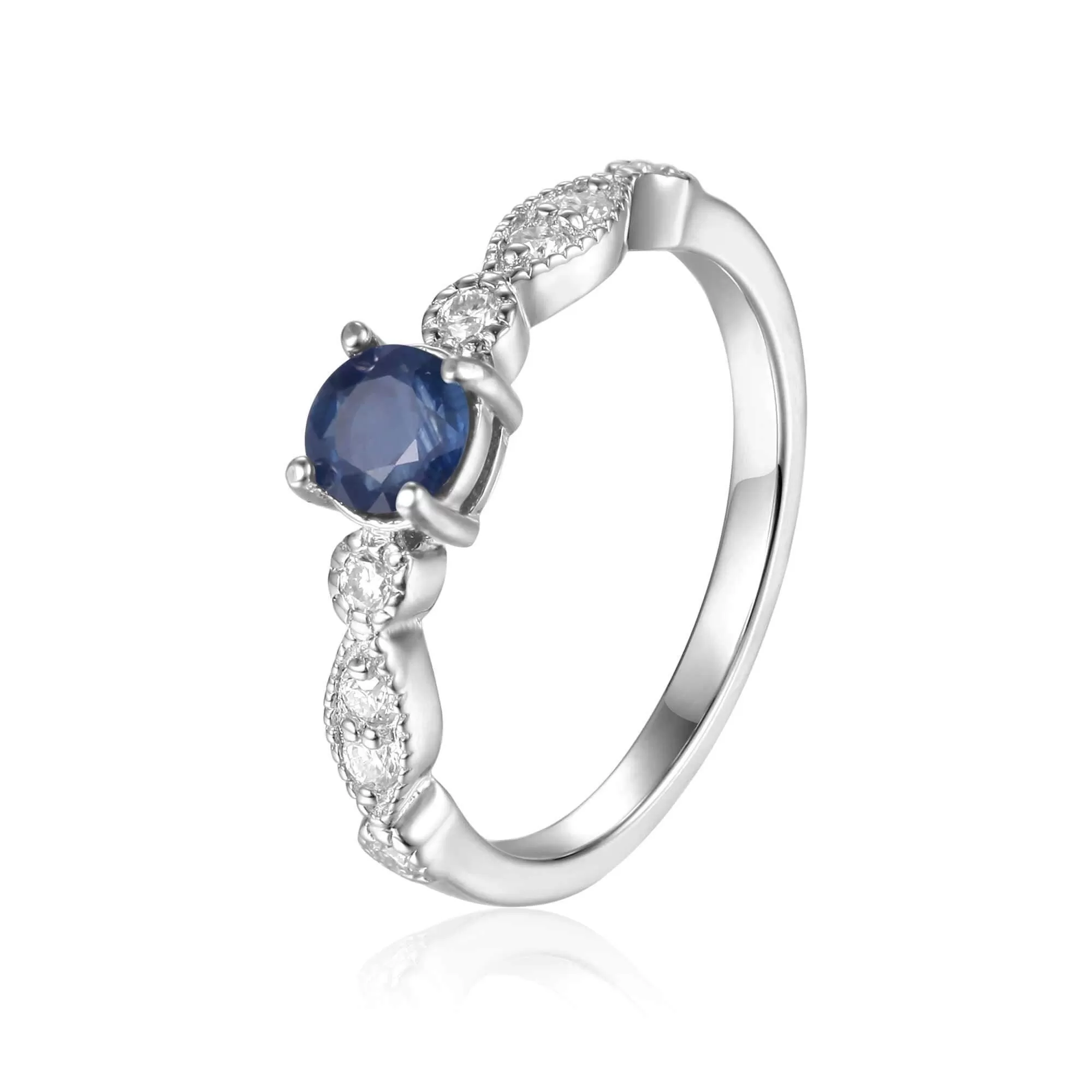 Blue Sapphire Round Solitaire Ring