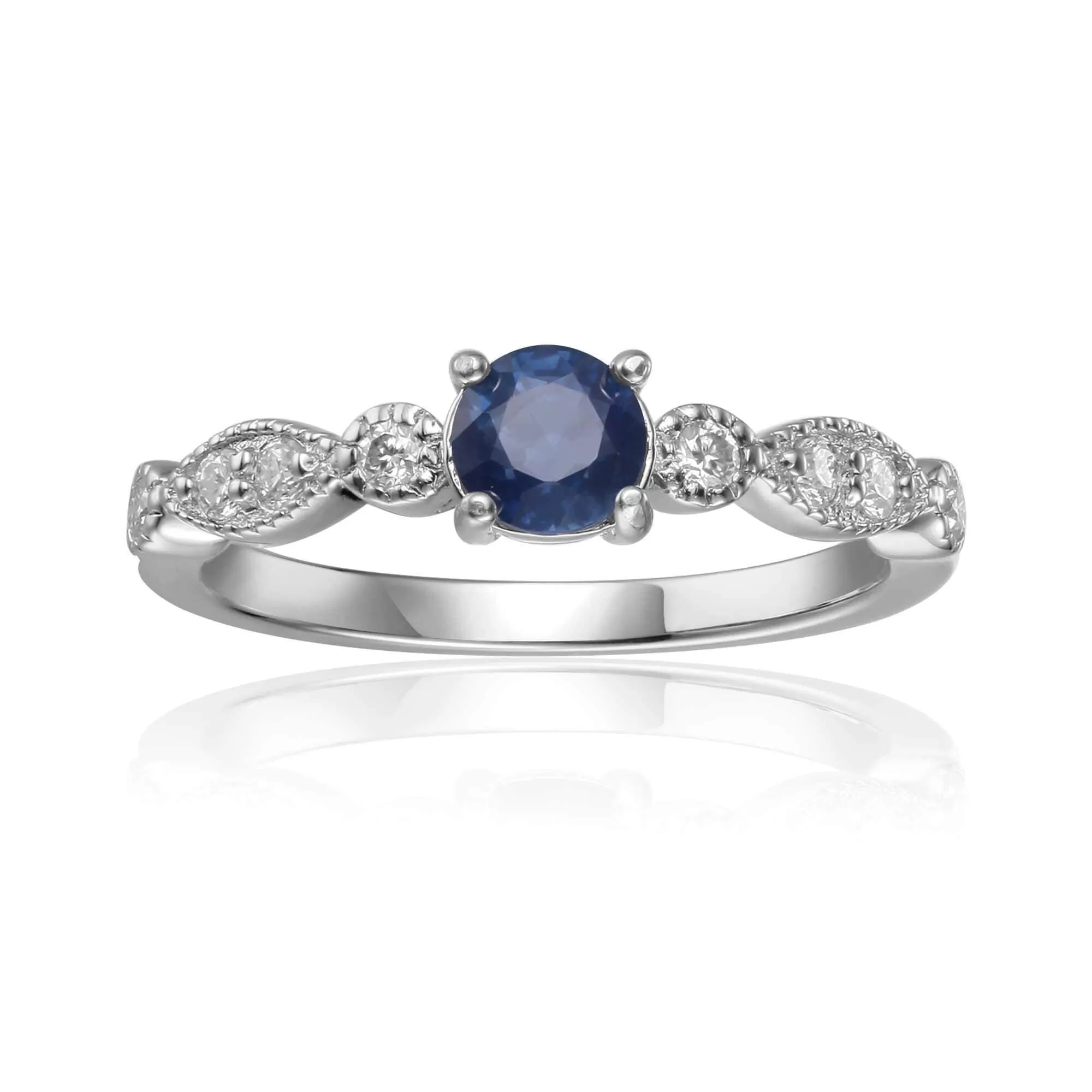 Blue Sapphire Round Solitaire Ring