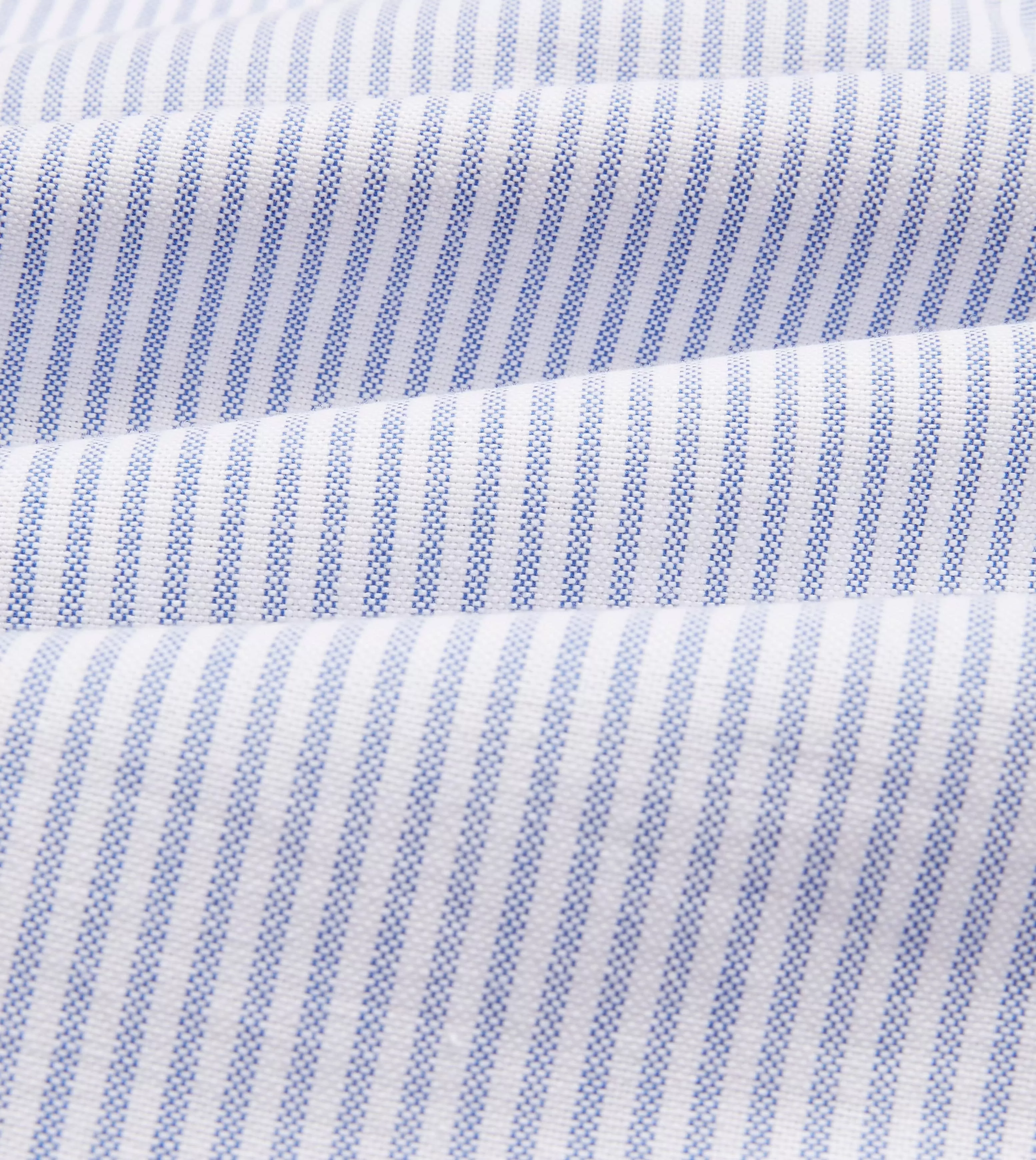 Blue Ticking Stripe Cotton Oxford Cloth Button-Down Shirt