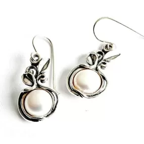 Bluenoemi Sterling Silver 925 Dangling Earrings with Cabochon Pearls