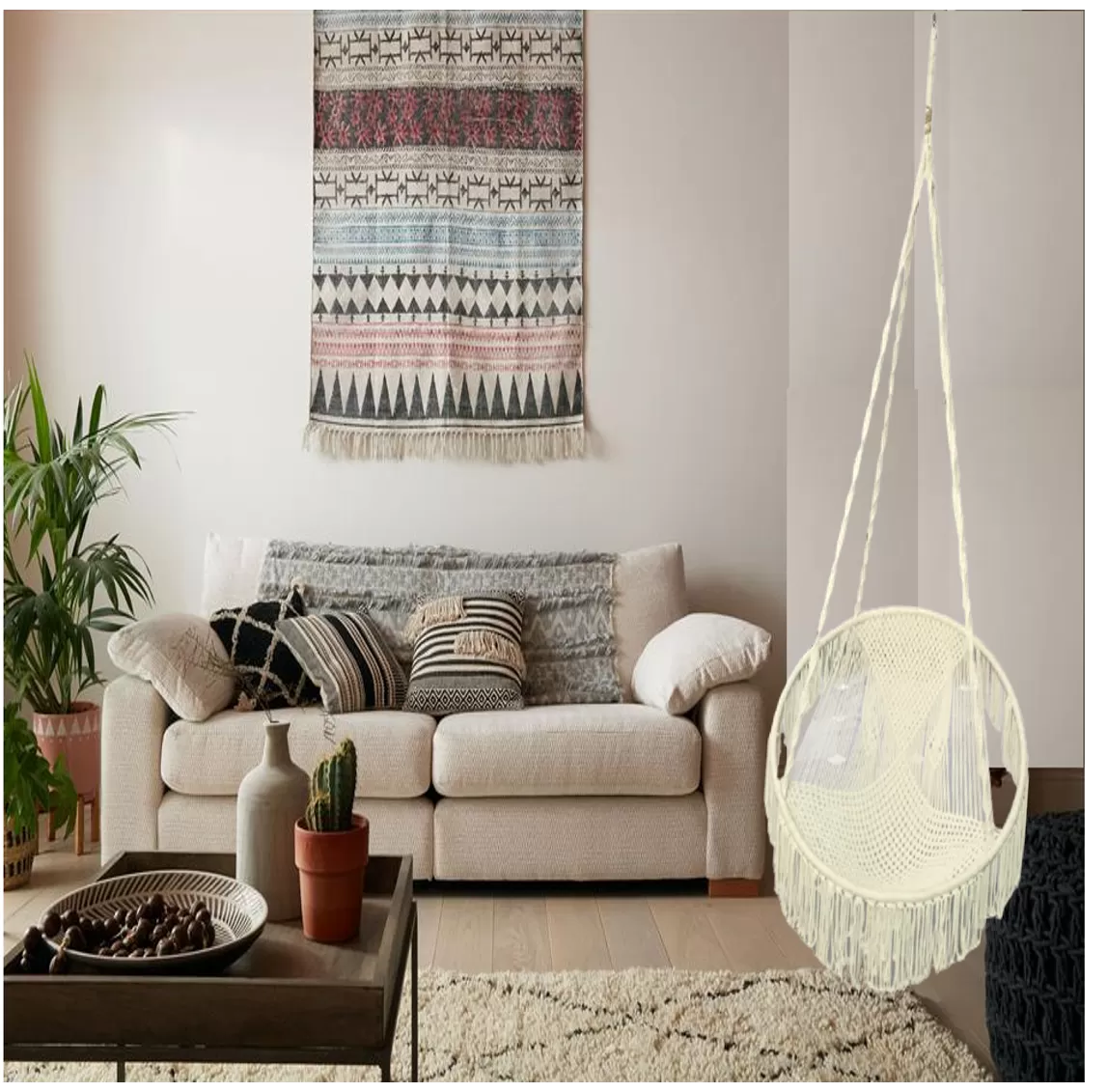 Boho Style Indoor & Outdoor Macramé Hanging Swing