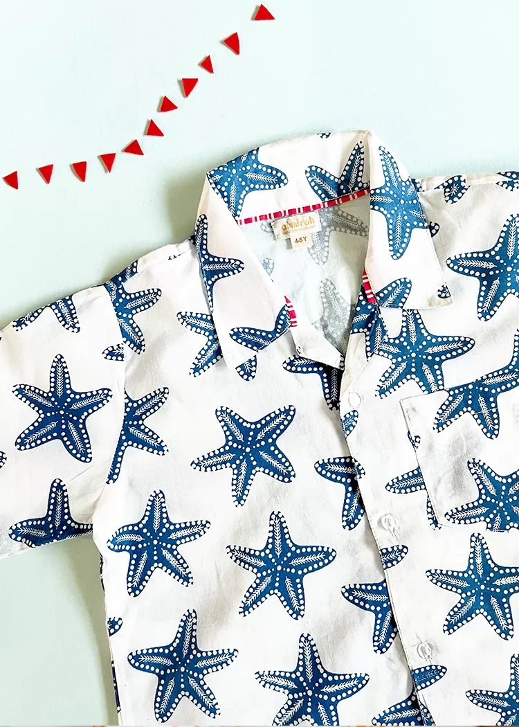 Boys Shirt Starfish Indigo