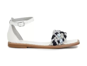 CafèNoir donna sandali flat in raffia intrecciata e pelle